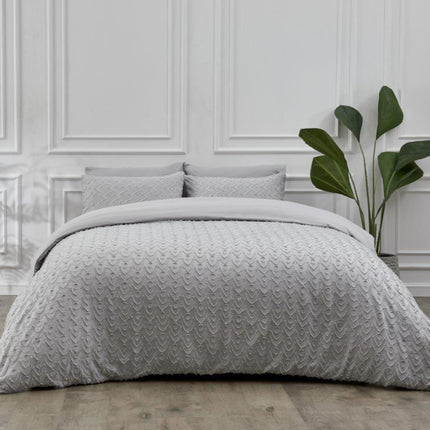 The AUDIE Duvet Cover Set features a contemporary grey color perfect for adding a modern touch to any bedroom. Made with a soft and breathable fabric for optimal comfort, this duvet cover is designed to last through years of use. Machine washable for easy care.