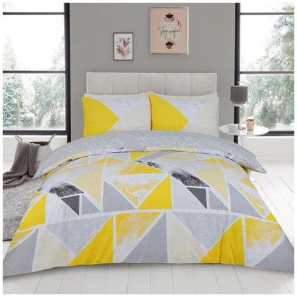 The MILA Duvet Cover Set has a bright ochre/grey color, with ultra soft polycotton to provide a cozy and comfortable sleeping experience. The duvet cover is easy to care for and machine washable. Relax with magnificent style and comfort.