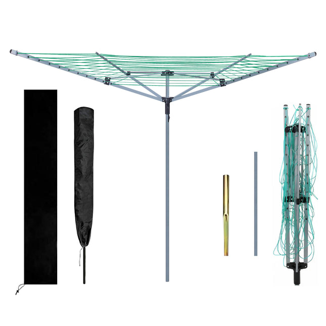 A Rotary Airer Clothes Drying Rack is a great outdoor solution for drying clothes efficiently. With a 50-meter drying capacity, it offers plenty of space for drying large loads of laundry. Here’s what you can expect from a typical 50-meter rotary airer