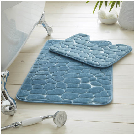 This PEBBLE BATH MAT is made of ultra-soft, water absorbent and anti-slip memory foam. Its cube design ensures maximum comfort and safety during use. Enjoy a luxurious bathing experience with this PEBBLE BATH MAT set in Aqua Color