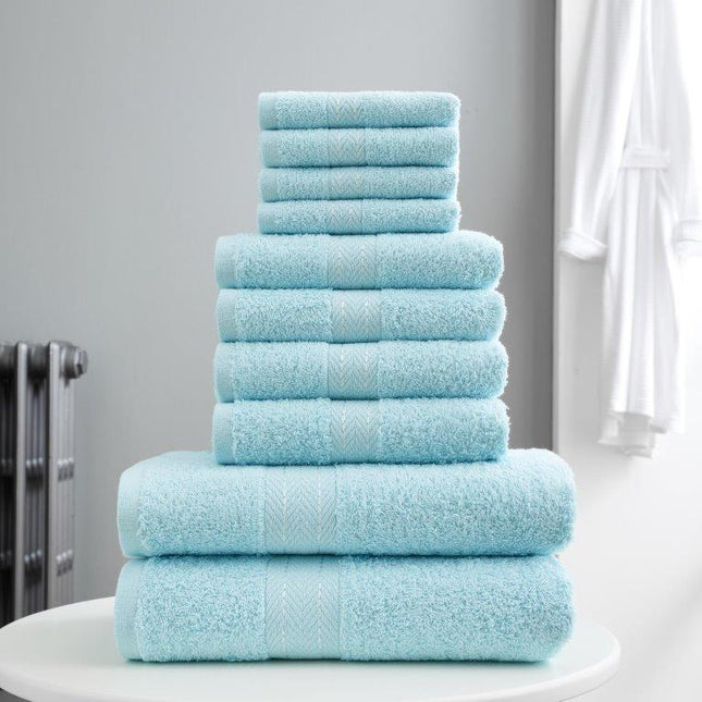 Introducing the TORONTO Towel Bale Set: crafted from 100% Egyptian cotton for luxurious softness and extra absorbency. Our 400 GSM hypoallergenic towels come in 18 different colors to suit any style. Each set includes 4 face, 4 hand, and 2 bath towels. Upgrade your bathroom with the TORONTO Towel Bale Set.