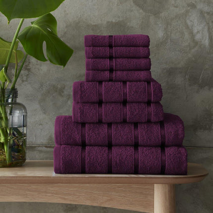 This Boston Towel Bale Set has all the features you need – machine washable, highly absorbent, and crafted from a soft yet durable fabric blend. It's contemporary design and aubergine color make it the perfect addition to any bathroom. Plus, it's easy to care for – tumble dry on low and enjoy its quality for long.