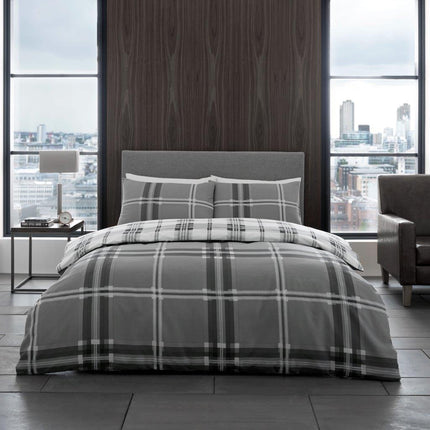 Crafted from a soft and luxurious feel fabric, BARDSLEY CHECK Duvet Cover Set brings a modern and stylish look to your bedroom. The set is designed for comfort and features a textured grey check pattern on a classic off-white background. Durable and lightweight, it provides gentle protection and insulation all night long.