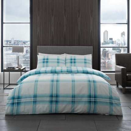 The BARDSLEY CHECK Duvet Cover Set is made from 50% cotton and 50% polyester for a comfortable, breathable night's sleep. The teal color creates a relaxing, calming atmosphere for your bedroom. Enjoy a peaceful sleep with this lightweight duvet cover set.