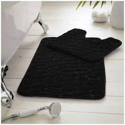 This PEBBLE BATH MAT is made of ultra-soft, water absorbent and anti-slip memory foam. Its cube design ensures maximum comfort and safety during use. Enjoy a luxurious bathing experience with this PEBBLE BATH MAT set in black.