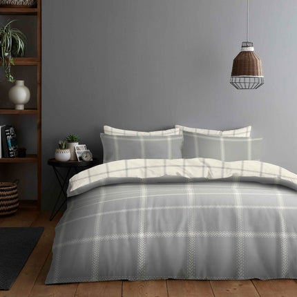 This BOBBY GRID Duvet Cover Set is made of quality fabric that offers a luxurious feel and ensures long lasting comfort. It includes a duvet cover and pillowcases and bed sheet with a modern grey color that'll mix and match with any bedroom decor for an elegant look.