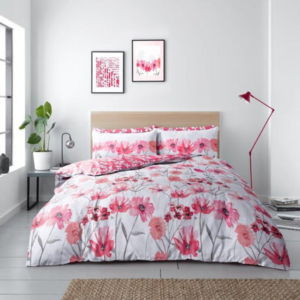 he CHELSEA FLORAL Duvet Cover Set offers a contemporary yet timeless design. Made from ultra soft and fade resistant fabric, this bedding set comes in a vibrant red color that will bring a sophisticated look to any bedroom. Create a cozy atmosphere night after night with this stylish duvet cover set.