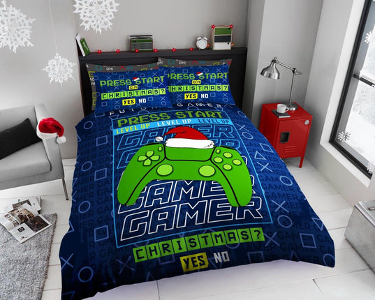 XMAS GAMER Duvet Cover Set offers an ideal sleeping experience with its blue color and high-quality wrinkle and fade resistant fabric. Enhance the look of your bedroom with this stylish and comfortable bedding set.