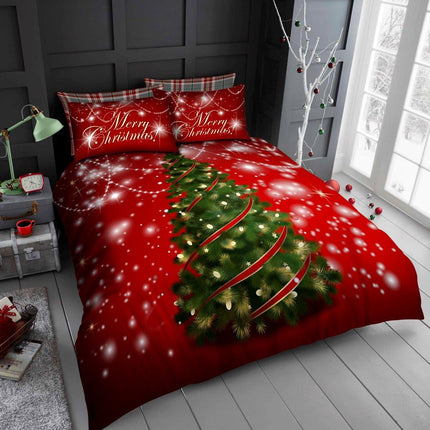 Bring the holiday spirit into your bedroom with this luxurious Christmas Tree duvet cover set. Crafted with a classic Christmas Tree pattern and a button closure, this duvet cover combines style with comfort. The matching pillowcase is the perfect finishing touch to make your home cozy and festive.