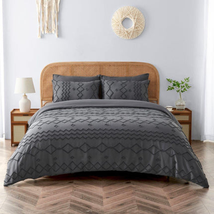 Introducing CLARK Duvet Cover Set, crafted from a soft 100% polyester for ultimate comfort. The sophisticated charcoal color provides a modern touch to any bedroom décor. Enjoy the luxurious feel and look it provides.