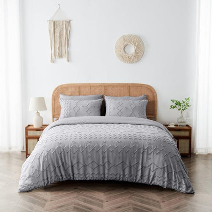 Experience a blissful night's sleep with the luxurious CLARK Duvet Cover Set. Crafted from 100% polyester, this cover set is designed to provide a soft and comfortable sleeping experience. The classic grey color adds a touch of elegance to any bedroom. Enjoy a restful sleep in style.