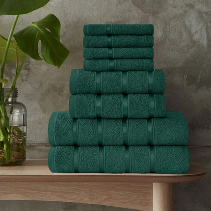 Experience the ultimate in comfort and luxury with the Boston Towel Bale Set. Crafted from high quality material, the soft and durable towels are highly absorbent and quick drying, and are designed to provide maximum absorbency with minimal effort. The contemporary dark green color pairs well with any décor. Machine washable and tumble dry friendly for easy care.