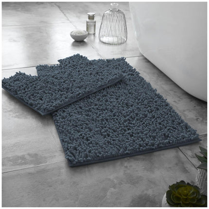 The LOOP BATH MAT SET is designed for comfort and convenience. Crafted with premium materials, it is machine washable at 30°C and features a water absorbent design with a non-slip PVC backing. Its thick memory foam is designed to ensure an anti-slip surface, while the dark grey color is sure to look great in any bathroom.