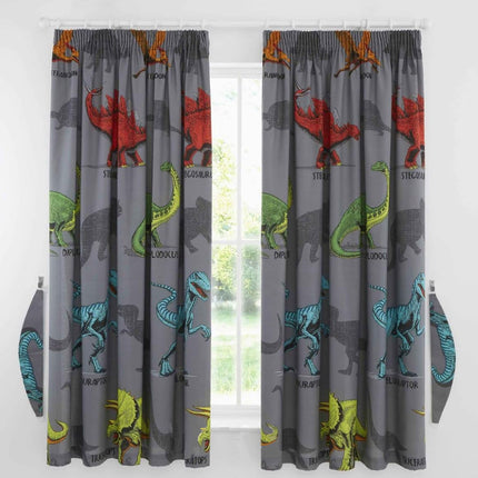 Bring your child's imagination to life with DINO FRIENDS Kids Curtains! The charcoal color provides the perfect backdrop for the detailed dinosaur designs. From roaring T. rexes to triceratops, these curtains will add fun and adventure to any room.