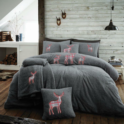 Discover the EMB STAG Duvet Cover Set. Featuring a luxurious charcoal color, this sophisticated bedding set adds elegance to any bedroom. This modern printed duvet set is designed with polyester for ultimate comfort and durability. Transform your bedroom with the timeless look of EMB STAG.