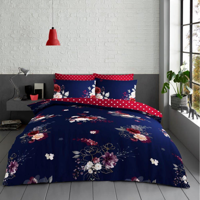 EDEN (NEW) Duvet Cover Set is the perfect way to elevate your bedroom decor. This navy blue cover set is made of a luxurious blend of polyester and cotton for a soft, cozy feel. It is built to last and will add a touch of sophistication to your room.