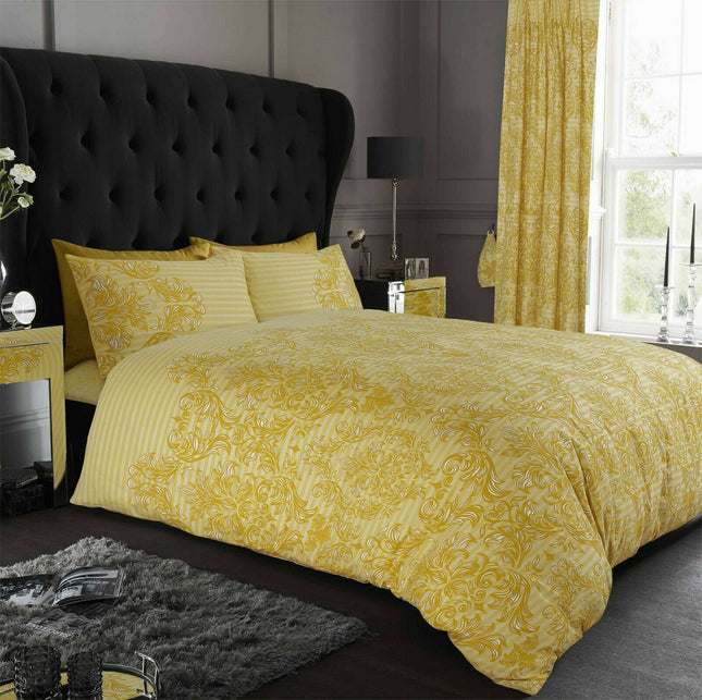 Empire Damask Duvet Cover Set is designed with luxurious ochre color. It is crafted from a premium soft and subtle fabric, making it a perfect combination of elegance and comfort.