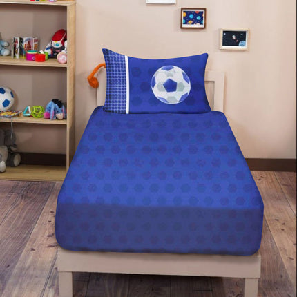 Bring football fun to your child's room with our Football Goals Fitted Sheet. Crafted of super soft polycotton, this sheet is perfect for a comfortable night's sleep. The vibrant blue hue adds a splash of color, while the stylish football goals print will make any kid feel like a champion.