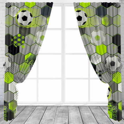 Our Football Stamp curtains are perfect for any kid's bedroom. Crafted from grey polycotton. The football stamp pattern adds a charming touch to any room. Durable and easy to maintain, these curtains are built to last.