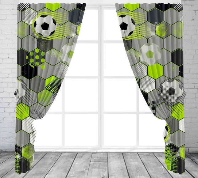 Our Football Stamp curtains are perfect for any kid's bedroom. Crafted from grey polycotton. The football stamp pattern adds a charming touch to any room. Durable and easy to maintain, these curtains are built to last.