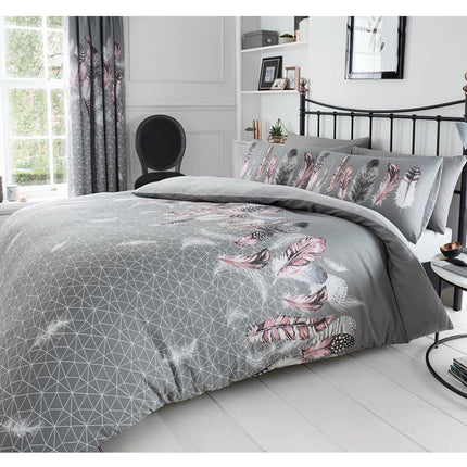 Upgrade your sleep with Feather's ultra soft, printed duvet cover set. Crafted from the finest materials, this set features a grey patterned design to bring comfort and style to any bedroom. Enjoy silky smoothness and lasting quality with Feather.