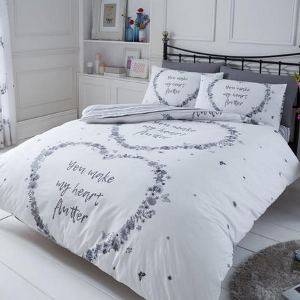 The FLUTTER Duvet Cover Set is crafted with a luxurious 100% polyester and sophisticated grey color. Our fabric is wrinkle resistant and perfect for a comfortable night's sleep. It is durable and long lasting, for a bed set that looks stunning year after year.