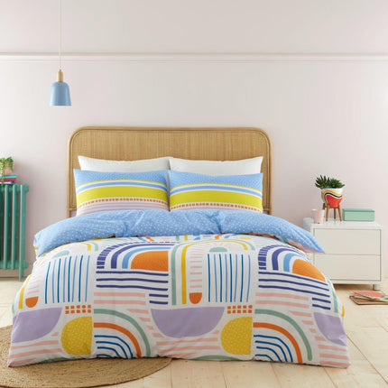 The HAPPY RAINBOW Duvet Cover Set features a stylish and vibrant design made up of multiple colors that will brighten any bedroom. Constructed from superior quality fabric, this duvet cover set is sure to be comfortable and long lasting. Add fun to your bedroom décor with this unique duvet cover set.