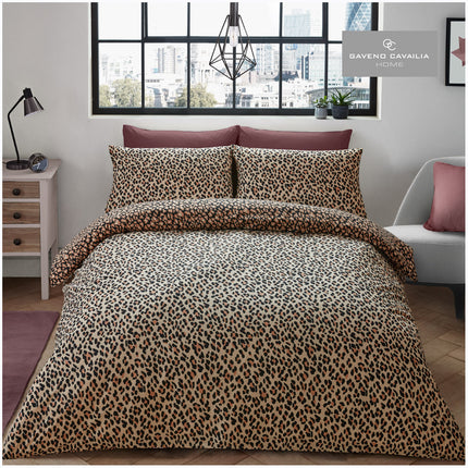 The LEOPARD SKIN Duvet Cover Set is made of cotton blend for a luxuriously soft feel and natural color that will enhance any bedroom. Detailed with a timeless leopard pattern, this set promises to bring the wild into your home.