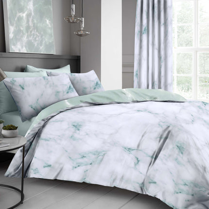 MARBLE Duvet Cover Set in Duck Egg color adds a touch of sophistication to your bedroom decor. Crafted with high quality ultra soft fabric, it is gentle on the skin and offers a cozy and comfortable sleeping experience. Its easy to care design makes it effortless to maintain.