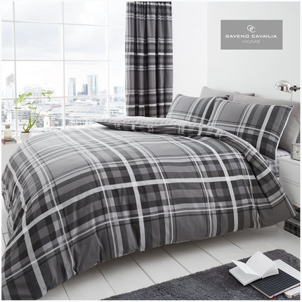 Newton Tartan Check is a duvet cover set featuring a timeless check pattern in grey for a classic bedding look. Made of polycotton, the fabric is soft and breathable, perfect for a comfortable sleeping experience.