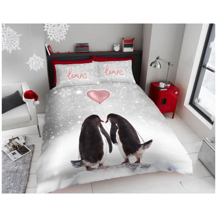 Stay warm and cozy this winter with the Penguin Love Duvet Cover Set. Made of super soft, fade resistant fabric, it features pink and grey colors and will keep you snug and comfortable for a good night's sleep.