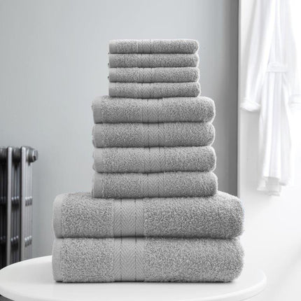 This TORONTO TOWEL BALE SET is crafted with 100% Egyptian Cotton and Hypoallergenic material, making it extra absorbent and soft to the touch. The set includes 4 Face + 4 Hand + 2 Bath Towels all in 400 GSM with 18 different colours available to choose from. Make sure to pick the right color to perfectly match your bathroom decor.