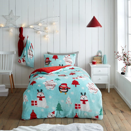 The FROSTY FRIEND duvet cover set is a stylish addition for any bedroom. Made of a teddy fleece material, it offers superior warmth and coziness. Its single size makes it the perfect choice for sprucing up your room with a vibrant, warm fresh look.