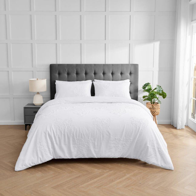 Elevate your bedroom with STIRLING HEART Signature Duvet Covers. With a range of colors to choose from, these cozy duvet sets not only enhance your decor but also provide warmth throughout the night. Available in single, double, and king sizes, stay stylish and snug in any weather with white color.