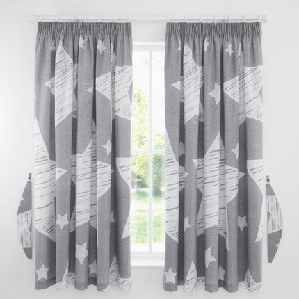 SUPER STAR Kids Curtains will bring timeless elegance to any room. This grey colored design features a soft and lightweight fabric that's made to block out outside light, ensuring a good night's rest. The thick weave helps regulate room temperature and adds extra insulation to the window.