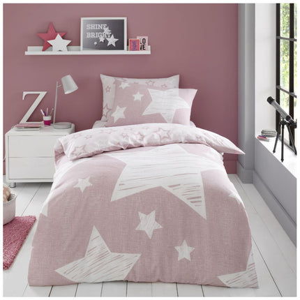 The SUPERSTAR Duvet Cover Set is perfect for kids’ bedrooms, offering a modern blush pink color for added sophistication and style. Made from polycotton, its soft material is machine washable for easy care.