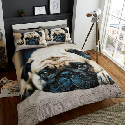 This 3D PREMIUM Duvet Cover Set offers a unique and stylish Sweet Pug Pattern design to enhance your bedroom. High thread count makes this set soft and comfortable. The set is fade resistant. Enjoy luxurious sleep and elegant style with 3D PREMIUM.