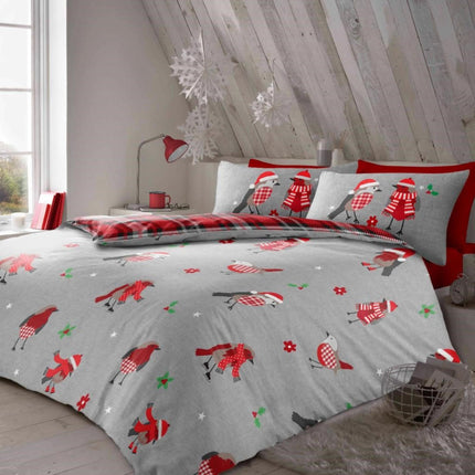 The WINTER ROBIN Duvet Cover Set provides a perfect combination of warmth and style. Its unique grey and red blend makes it an ideal choice for any bedroom décor. The cover set is constructed from premium fabrics that are soft, breathable, and durable. Perfect for adding chic comfort to any bedroom.