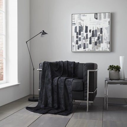 The WAVE Throw is a perfect accessory to have on chilly days. Crafted from premium and hypoallergenic materials, it is soft and cozy and plat dyed for superior colorfastness. Enjoy the luxurious feel of this blanket and the skin-friendly black color.