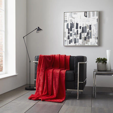 This cozy WAVE Throw is crafted from premium hypoallergenic materials for optimal comfort. Enjoy the luxurious feel of this skin-friendly Red blanket and its superior colorfastness. Perfect for chilly days, the WAVE Throw is sure to keep you warm and comfortable.