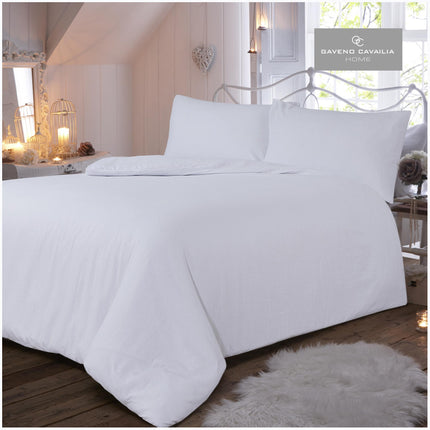 Our FLANNEL PLAIN Duvet Cover Set is crafted from superior, lightweight, 100% brushed cotton for luxurious comfort and warmth. The cozy fabric feels soft and inviting, perfect for both cold and warm weather. Features a plain white color that easily complements any bedroom decor.