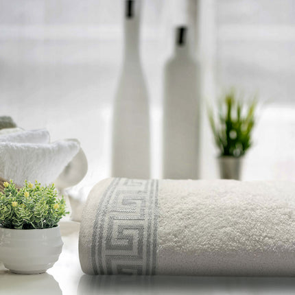 This EMB GREEK BATH SHEET is expertly crafted from easy care material and conveniently machine-washable. Quick drying and with a bright white color, you can keep your linen items looking neat and tidy with minimal effort.