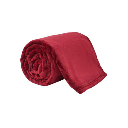 This PLAIN THROW is made of luxurious Sherpa fleece for superior comfort. The burgundy color adds a touch of class and style to any room in the house. Enjoy warmth and coziness in any setting, whether used on a bed or draped over a sofa.