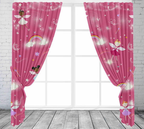 Introduce your child to a world of enchantment with Fairy Buddies Kids Curtains in Pink. These curtains bring a pop of color while providing privacy and light blocking capabilities. Crafted with polycotton fabric for long lasting use. Perfect for any kid's bedroom.