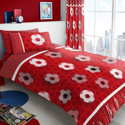 This Football Goals Kids Duvet Cover Set is the perfect addition to any young fan's bedroom. Crafted with 100% soft and durable polycotton, it features a bright red color to liven up any space. This duvet set is sure to be a hit with any football fan!