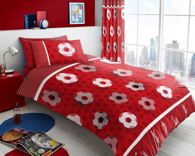 This Football Goals Kids Duvet Cover Set is the perfect addition to any young fan's bedroom. Crafted with 100% soft and durable polycotton, it features a bright red color to liven up any space. This duvet set is sure to be a hit with any football fan!